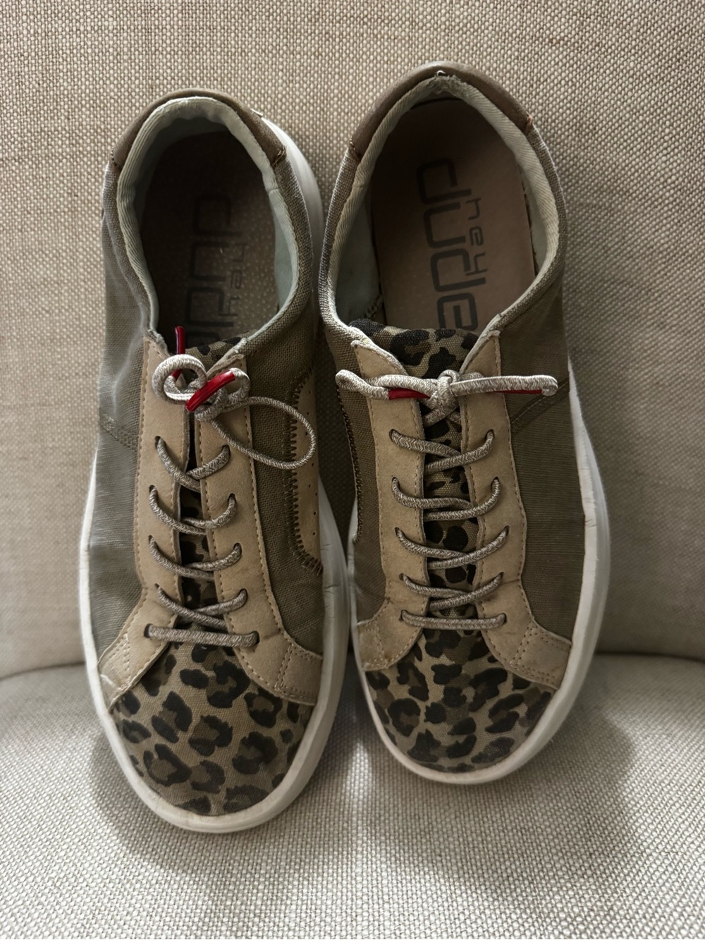 Hey Dude Women's Tan & Leopard Lace-Up Moccasins with Tan Suede
